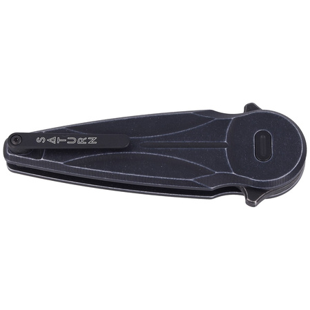 FOX Saturn Left Handed Knife, Black Aluminium, Black Stone washed N690Co by Denis Simonutti (FX-551 SX ALB)