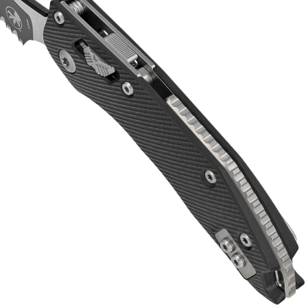 Microtech Stitch Ram-Lok S/E Knife Black Fluted G10, Black P/S M390MK by Borka Blades and Tony Marfione (169RL-2FLGTBK)