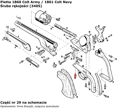Handle bolt 1836 Colt Paterson, 1851 Colt Navy, 1860 Colt Army, 1858 Remington (3405)