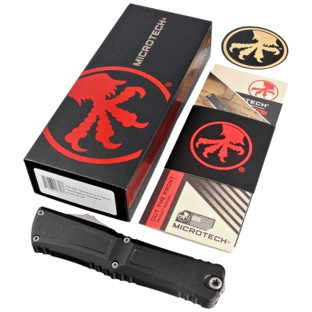 Microtech Combat Troodon Gen III D/E OTF Knife Black Aluminum, Apocalyptic M390MK by Tony Marfione (1142-10AP)