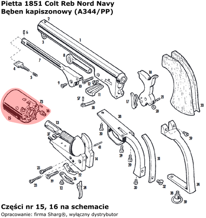 Bęben kapiszonowy Pietta 1851 Colt Navy Yank Pepperbox .36 (A344/PP)