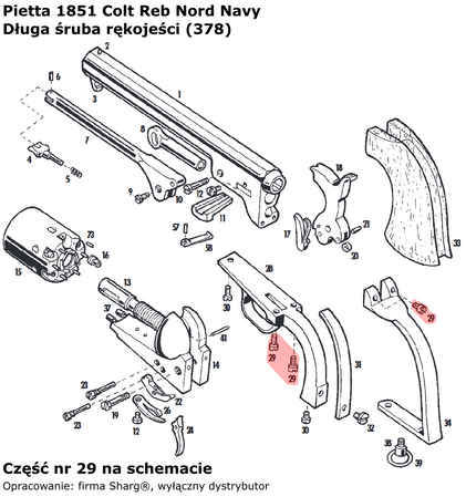 Long handle bolt 1851 Colt Navy, 1860 Colt Army, 1861 Navy, 1858 Remington (378)