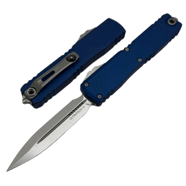 Nóż automatyczny OTF Microtech Ultratech Gen IV D/E Navy Blue Aluminium, Stonewashed M390MK by Tony Marfione (11224-10NA)