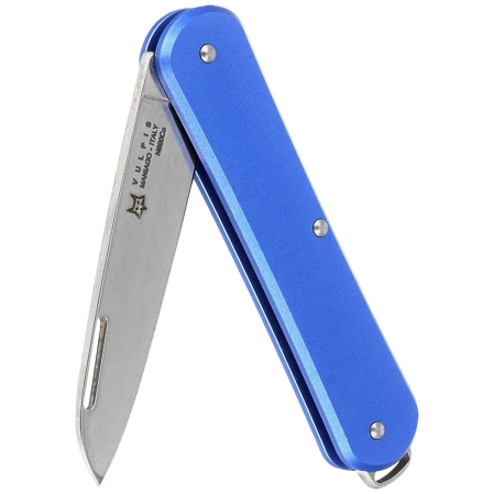 Fox Vulpis Sky Blue Aluminum, Polished N690 Pocket Knife (FX-VP130 SB)