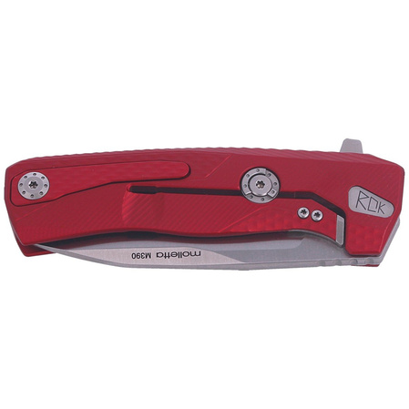 LionSteel ROK Knife Red Aluminum, Satin M390 by Molletta (ROK A RS)