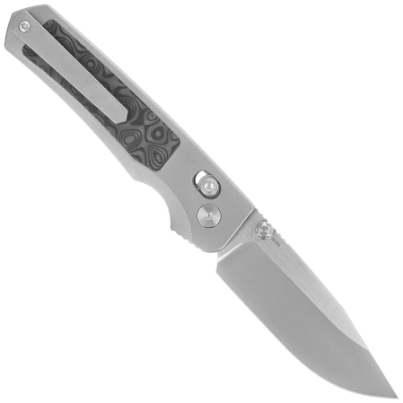 Remette Aurora Knife Gray Titanium/Carbon Fiber, Manual Fine Grinding Satin Surface/Pearlescent Surface M390 (AURA-D)