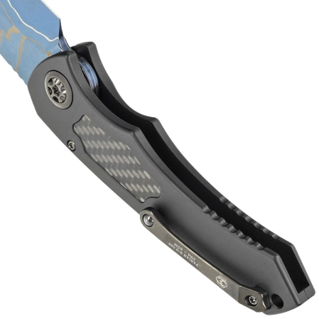 Heretic Knives Pariah-A Custom DLC Aluminium / Carbon Fiber Inlays, Blued Baker Forge AuroraMai Damascus by Tony Marfione Jr.