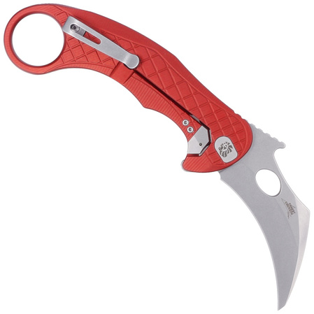 Nóż składany LionSteel L.E.One Karambit Red Aluminium, Stonewashed MagnaCut by Emerson Design (LE1 A RS)