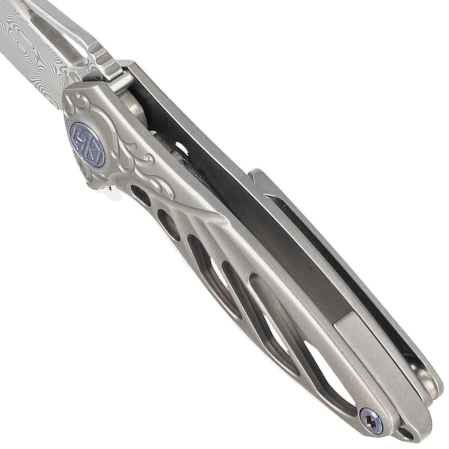 RikeKnife Mini Hummingbird Titanium, Rose Damascus by Richard Wu (RK-MINI-P)