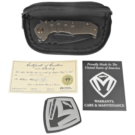Nóż składany Medford Praetorian T DP ''Old-Shool Bronze'' Titanium, Bronze HW/Clip, Black DLC S45VN by Greg Medford (MK0124PD-36A1-T1C1-BP)
