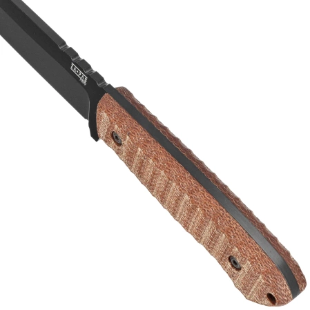 Za-Pas Expendable Brown Toxic Micarta, Black Cerakote NMV Knife