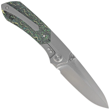 Remette RT-Meteor Knife Gray Titanium/Toxic Storm Carbon Fiber, Pearlescent M390 (RTPT-C )