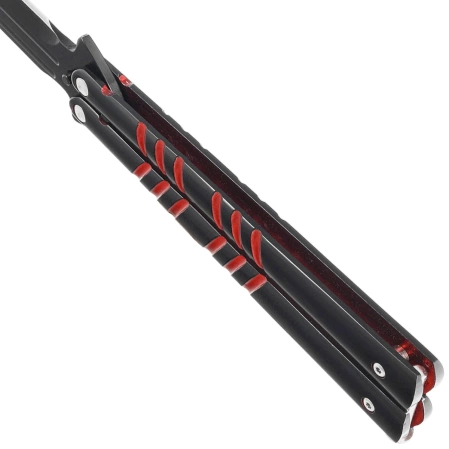 Third Decor Habitat Balisong Black/Red Stainless Steel, Black 420 Butterfly Knife (16070R)