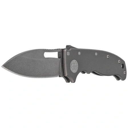 Demko AD20.5 Slicer Shark Knife Smooth Titanium, Stonewashed CPM 3V by Andrew Demko (AD20.5-3V-Smooth TI-SS)