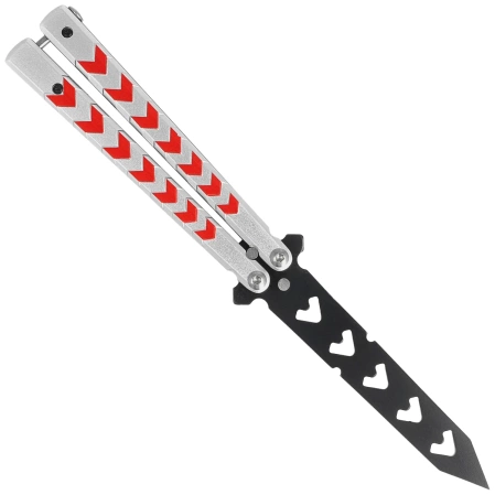 Third Decor Habitat Balisong Training Knife White/Red Aluminium, Black 420 (K2813-2)