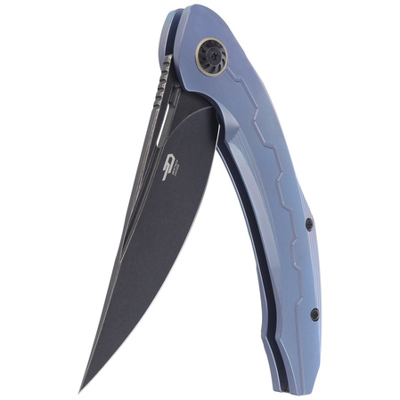Nóż składany Bestech Marukka Blue Titanium, Black Stonewashed M390 by Kombou (BT2002B)