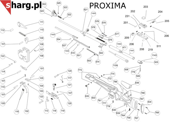 Śruba kontrująca mocująca osadę do Hatsan MOD 55S-155, Dominator 200, Proxima (774)