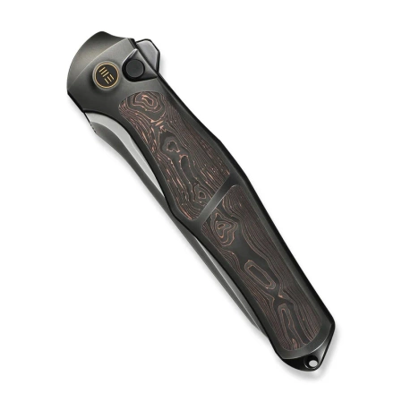 WeKnife 702XI LE No 145/150 Gray Integral Titanium/Copper Foil Carbon Fiber, Polished Gray M390 (WE07B-3)