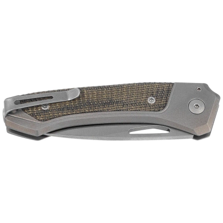 Nóż składany LionSteel Twain Gray Titanium / Green Canvas Micarta, Satin MagnaCut by Gianni Pauletta (TW GY CVG)