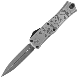 Nóż automatyczny OTF Microtech Hera II Mini Signature D/E Jack-O-Lantern Aluminium, Black Apocalyptic M390MK by Tony Marfione (1702M-1 BMHWJLS)