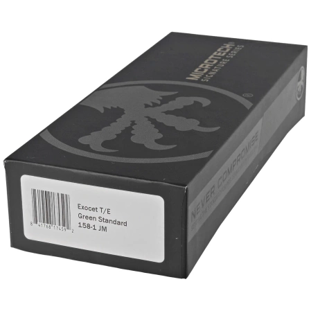 Microtech Exocet T/E Jedi Master OTF Knife Black Aluminum, Green M390 by Tony Marfione (158-1JM)