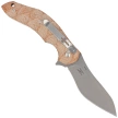 Fox Flipper Knife Natural Micarta, Acid Stonewashed N690Co by Jens Ansø (FX-302 MIN)