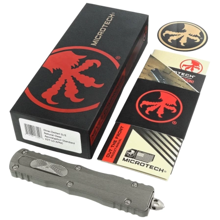 Nóż automatyczny OTF Microtech Dirac Delta D/E Natural Clear Aluminium, Apocalyptic M390 by Tony Marfione (227-10APNC)