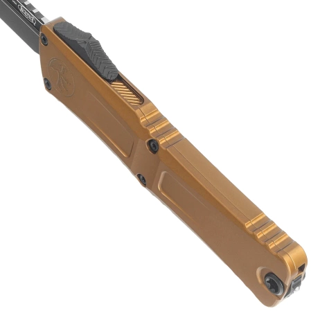 Nóż automatyczny OTF Microtech Combat Troodon Gen III Bowie Tan Aluminium, Black M390MK by Tony Marfione (1146-1TA)