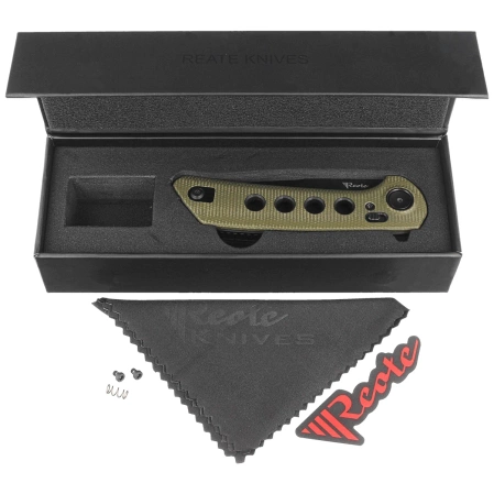 Reate PL-XF-4 Knife Green Micarta/Black G10 Inlay, Black PVD Nitro-V