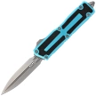 Microtech Scarab II Gen III D/E OTF Knife Turquoise Aluminum, Stonewashed M390MK by Tony Marfione (1280-10TQ)