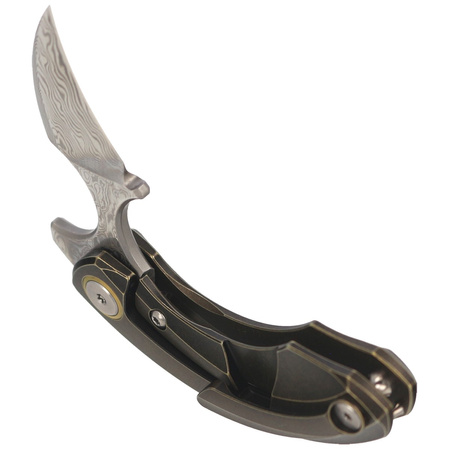 Bestech Strelit Bronze Stonewashed Titanium, Damascus by Ostap Hel Knife (BT2103J)