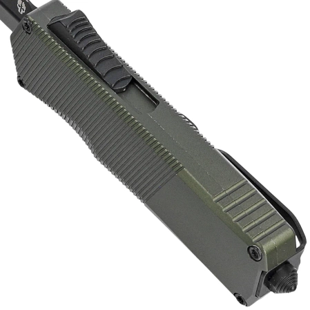 Tekto A5 Spry Mini D/E OD Green Aluminum OTF Knife, Black CPM S35VN