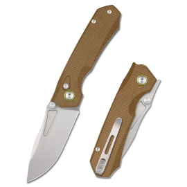 Remette Rhino MC319BR Knife Brown Micarta, Stonewashed 14C28N