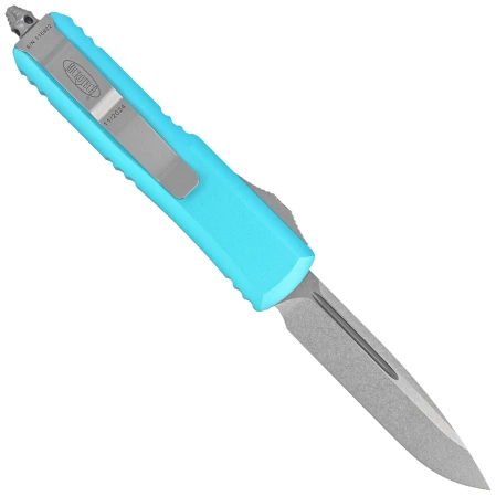 Microtech UTX-85 S/E Turquoise Aluminum, Stonewashed M390 OTF Knife (231-10TQ)