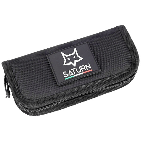 FOX Saturn Left Handed Knife, Black Aluminium, Black Stone washed N690Co by Denis Simonutti (FX-551 SX ALB)