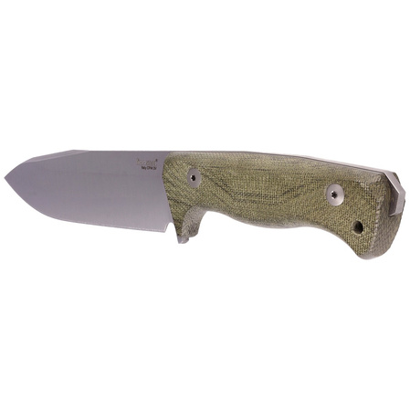LionSteel Knife Green Canvas Micarta, Satin CPM 3V by Molletta (T6 3V CVG)