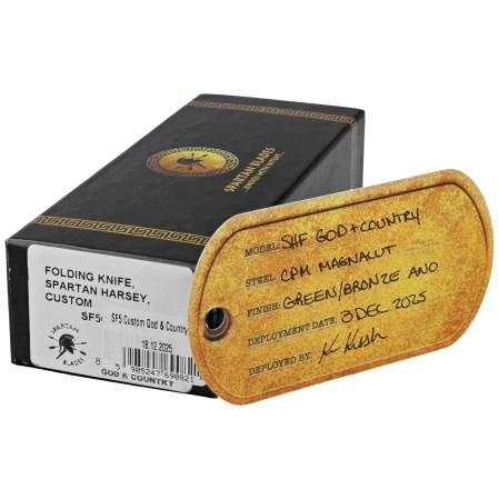 Spartan Blades Harsey Folder ''God & Country'' Titanium, Satin MagnaCut by William W. Harsey (SF5 Custom God & Country)