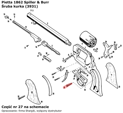 Pietta 1862 Spiller & Burr Hammer Screw (3931)