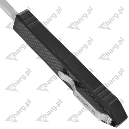 TacKnives Takcom OTF Barracuda Carbon Fiber / Aluminium, Double Edge Satin D2