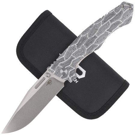 Bestech Keen II Black White G10/Titanium, Stonewashed/Satin CPM S35VN by Koens Craft Knife (BT2301C)