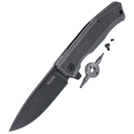 LionSteel Myto Knife Old Black Titanium, PVD Stonewashed M390 by Molletta (MT01B BW)