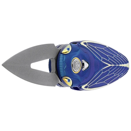 Nóż składany Rike Knife RK Cicada-BG Blue / Gold Titanium, Bead Blasted M390