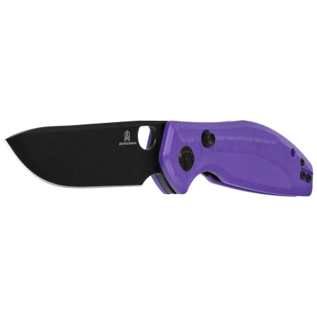 Bestechman Angry Owl Knife Purple G10, Black PVD D2 by Keanu Alfaro (BMK12E-2)