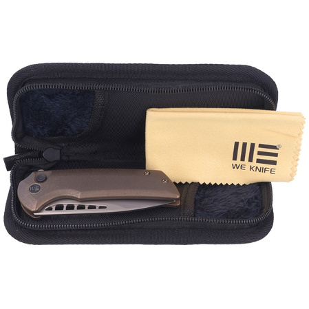 WE Knife Mini Malice Bronze Titanium, Silver Bead Blasted CPM 20CV by Ferrum Forge (WE054BL-4)