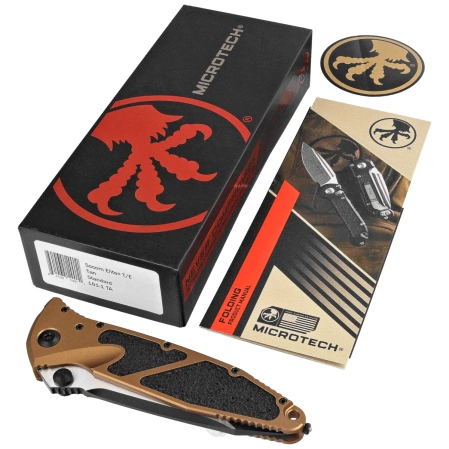 Nóż składany Microtech Socom Elite T/E-M Tan Aluminium, Black M390MK by Tony Marfione (161-1TA)