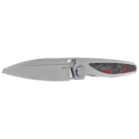 Rike Knife Baidi S Titanium/Red Carbon Fiber, Bead Blasted M390 (RK-Baidi-S-P/RCF)
