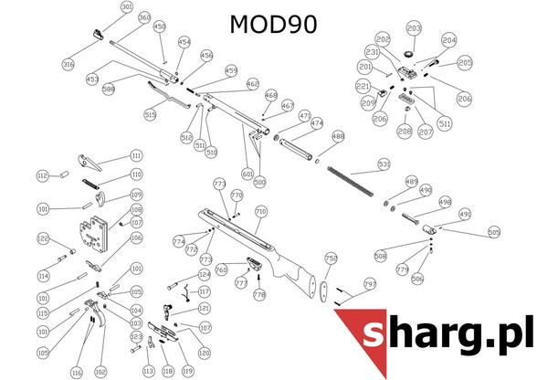 Śruba kontrująca mocująca osadę do Hatsan MOD 55S-155, Dominator 200, Proxima (774)
