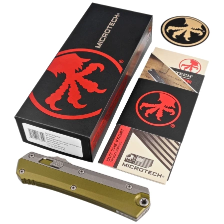 Nóż automatyczny OTF Microtech Glykon Bayonet OD Green Aluminium/Apocalyptic Titanium, Apocalyptic M390 by Tony and Sean Marfione (184-10APOD)