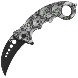 Nóż składany Herbertz CJH Karambit Skulls ABS, Black 420 (ART000137)