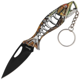 Martinez Albainox Fishing Knife Key Ring Golden Aluminum, Black 3Cr13Mov (18504-GD)
